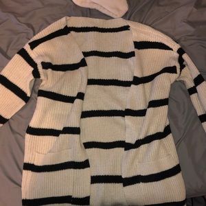 White and black striped sweater